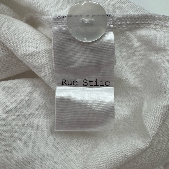 Rue Stiic Costello Overall Jumpsuit Ruffle Open Back White Linen Size Small - Picture 14 of 15